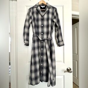 Uniqlo x Ines De La Fressange Checked Flannel Long-Sleeve Belted Dress